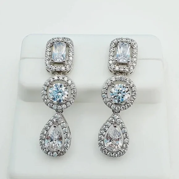 "925 Sterling Silver Cubic Zircon Earrings, UU1P7A7024 - Picture 5 of 11